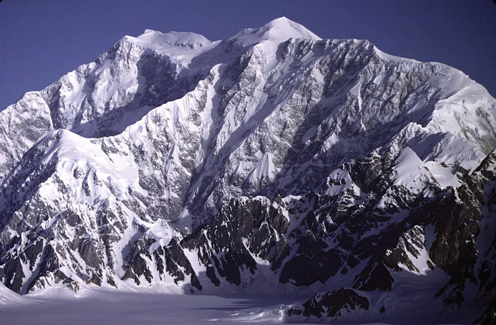 Mount Logan, the second-highest peak in North America, seen from the southeast