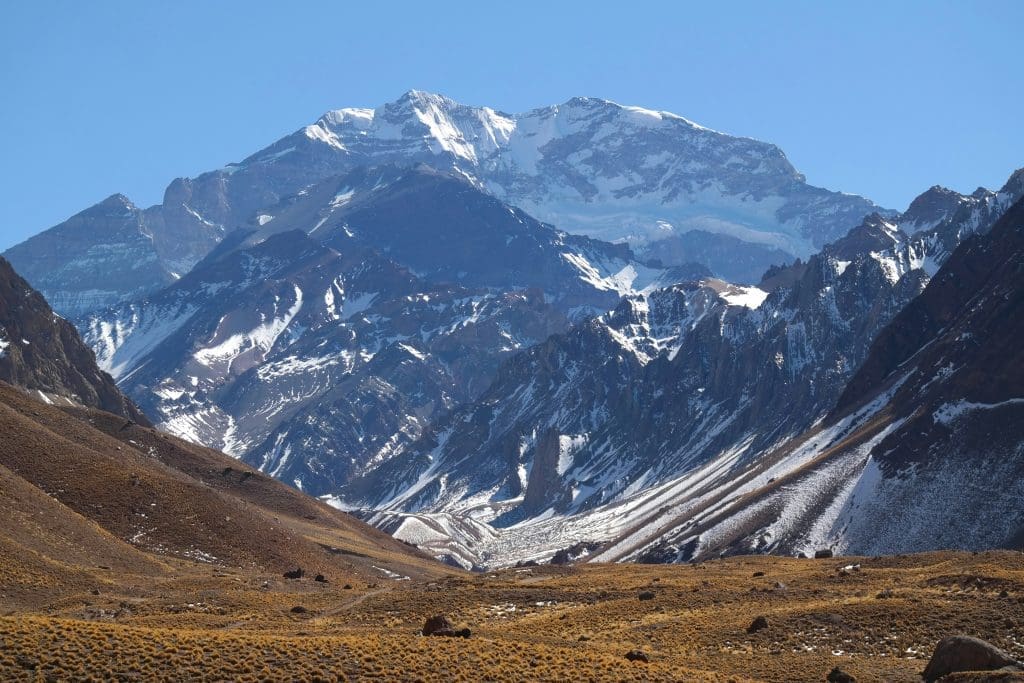 View of Aconcagua, one of the tallest mountains in the world outside the Himalayas